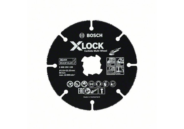 Disques à tronçonner Carbide Multi Wheel X-LOCK 115mm 1 mm 22,23 mm - 260925C126 - Bosch
