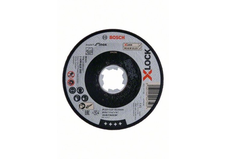 1 disque à tronçonner X-LOCK pour l'Inox Expert for moyeu plat 115x1,6mm - 2608619260 - Bosch