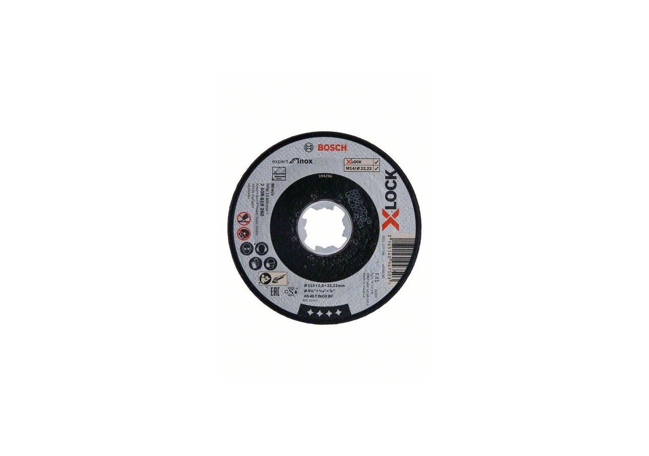 1 disque à tronçonner X-LOCK pour l'Inox Expert for moyeu plat 115x1,6mm - 2608619260 - Bosch