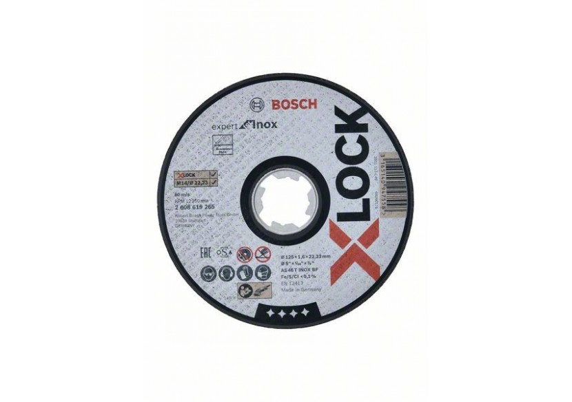 1 disque à tronçonner X-LOCK pour l'Inox Expert for moyeu plat 125x1,6mm - 2608619265 - Bosch 1 disque à tronçonner X-LOCK pour l'Inox Expert for moyeu plat 125x1,6mm - 2608619265 - Bosch