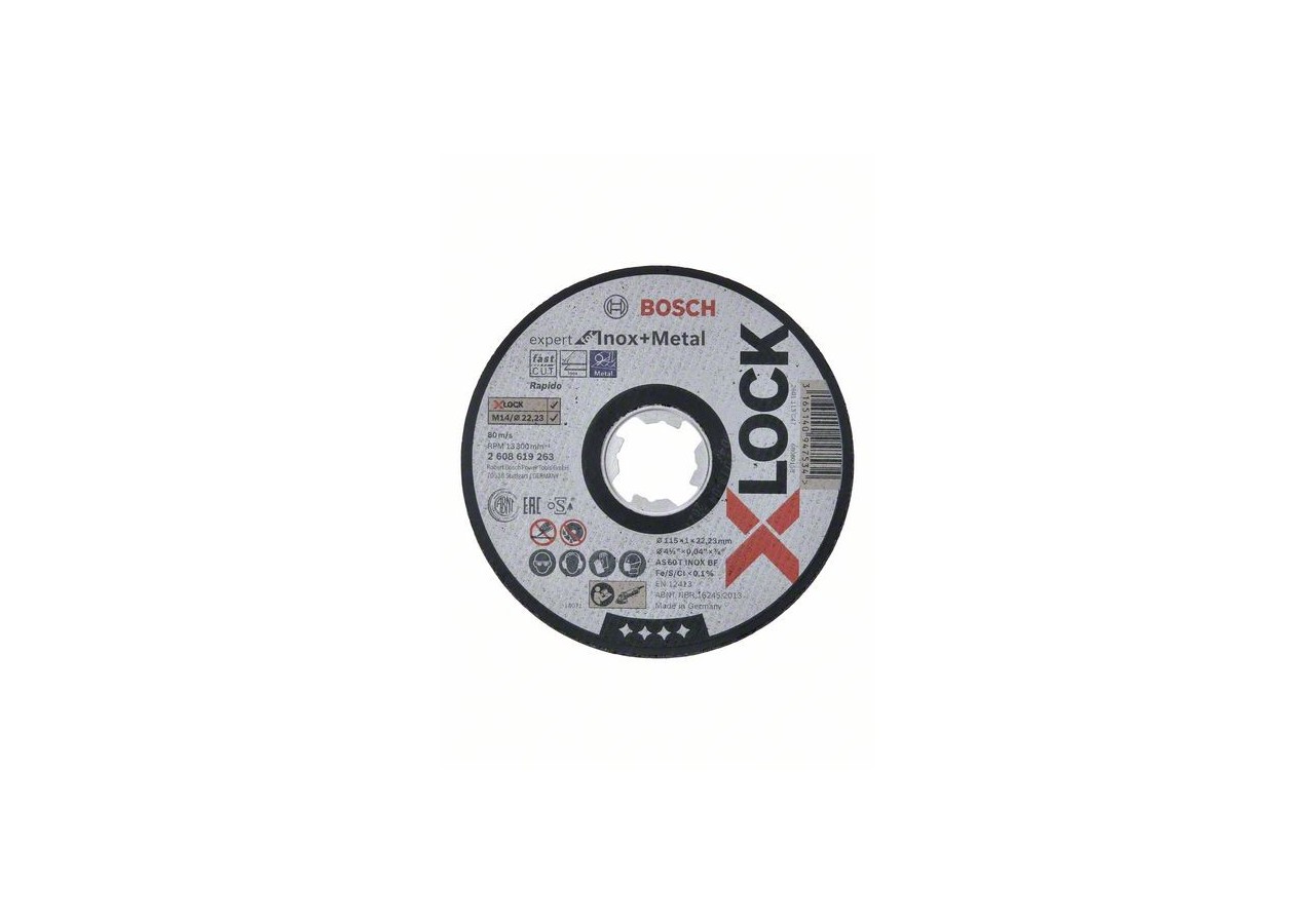 1 disque à tronçonner X-LOCK pour le Métal Expert for moyeu plat 115x1,0mm - 2608619263 - Bosch