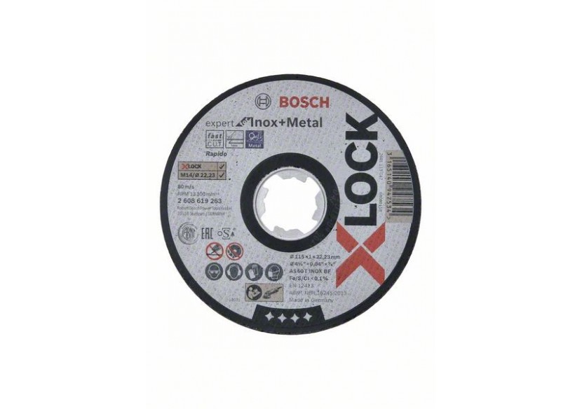 1 disque à tronçonner X-LOCK pour le Métal Expert for moyeu plat 115x1,0mm - 2608619263 - Bosch 1 disque à tronçonner X-LOCK pour le Métal Expert for moyeu plat 115x1,0mm - 2608619263 - Bosch