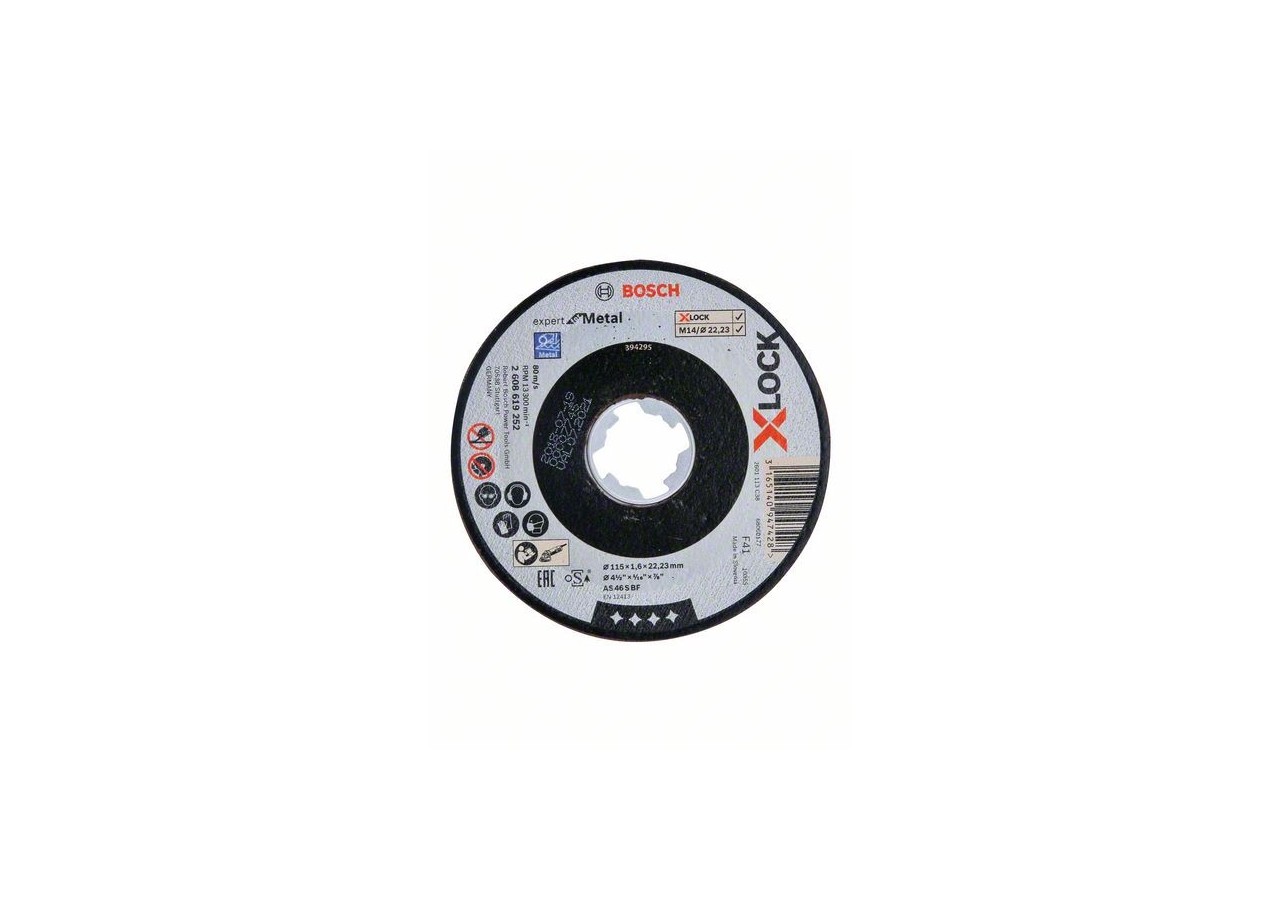 1 disque à tronçonner X-LOCK pour le Métal Expert for moyeu plat 115x1,6mm - 2608619252 - Bosch