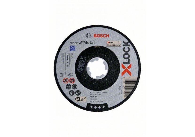1 disque à tronçonner X-LOCK pour le Métal Expert for moyeu plat 125x2,5mm - 2608619255 - Bosch 1 disque à tronçonner X-LOCK pour le Métal Expert for moyeu plat 125x2,5mm - 2608619255 - Bosch