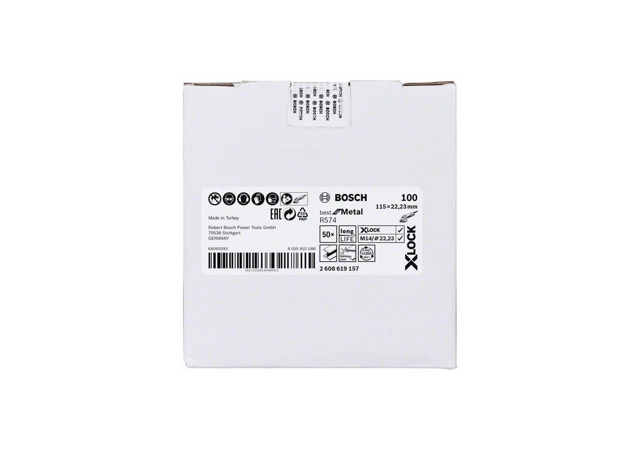 Disques abrasifs en fibre X-LOCK, Ø 115 mm, G 100, R574, Best for Metal, 1 pc - EN 13743 - 2608619157 - Bosch