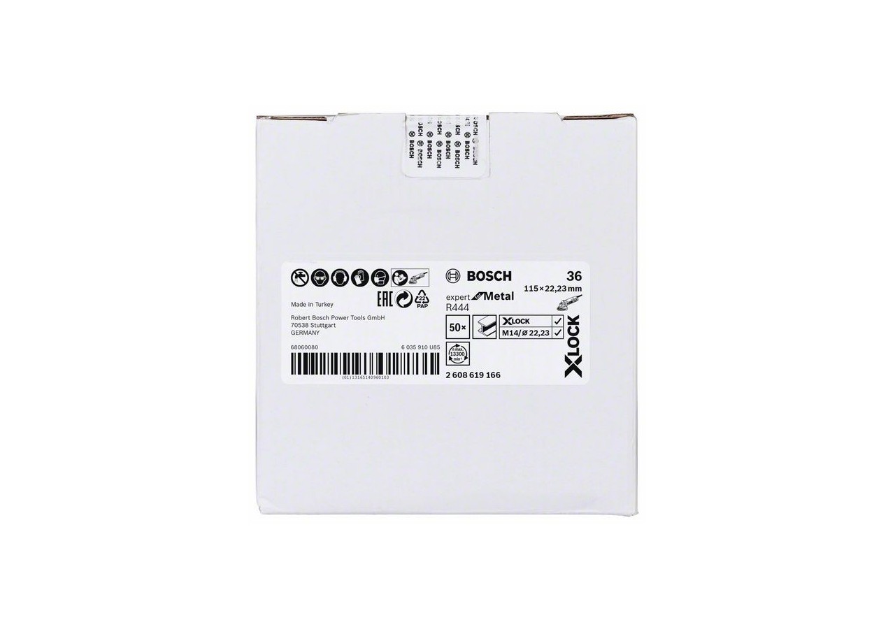 Disques abrasifs en fibre X-LOCK, Ø 115 mm, G 36, R444, Expert for Metal, 1 pc - EN 13743 - 2608619166 - Bosch