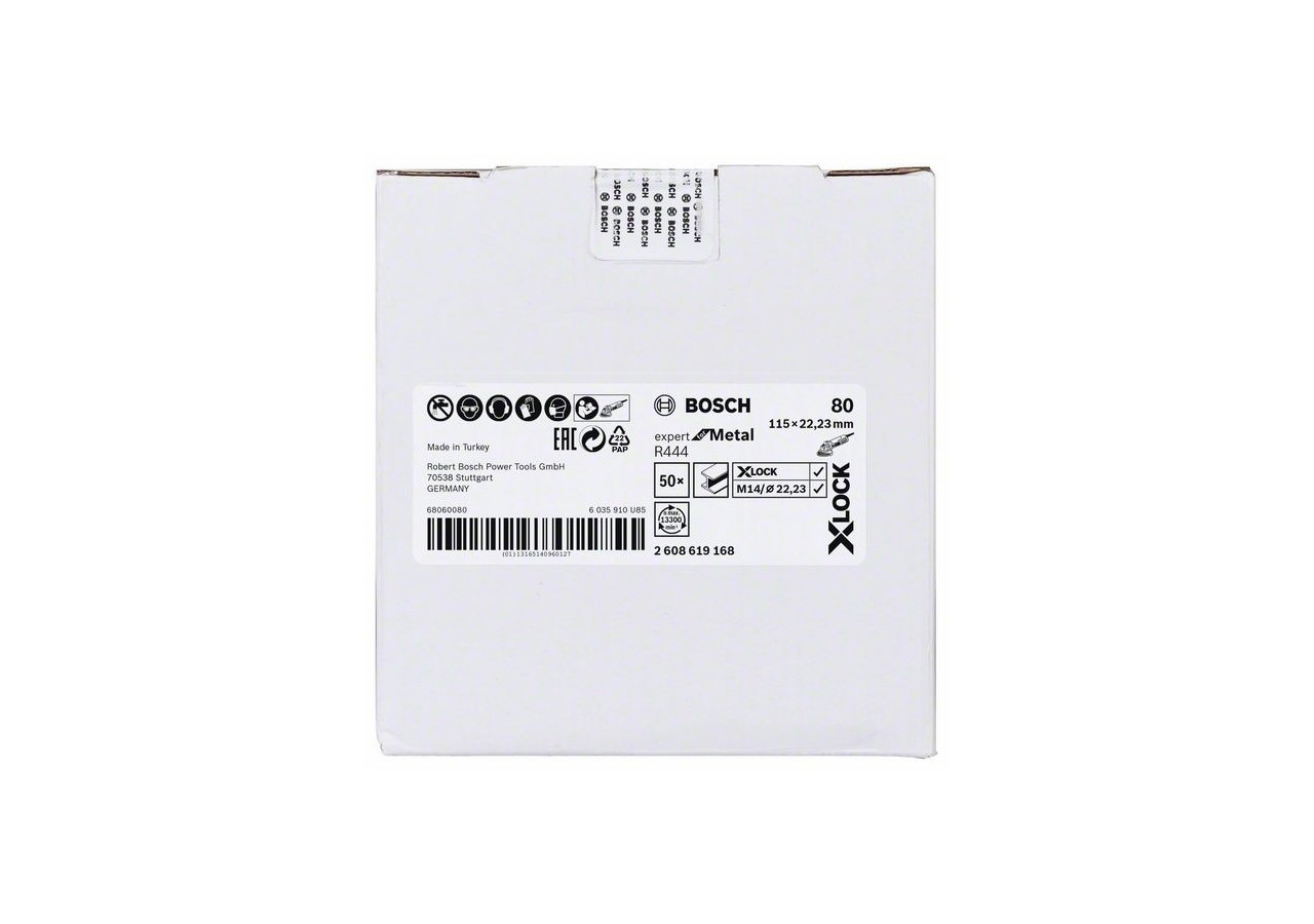 Disques abrasifs en fibre X-LOCK, Ø 115 mm, G 80, R444, Expert for Metal, 1 pc - EN 13743 - 2608619168 - Bosch
