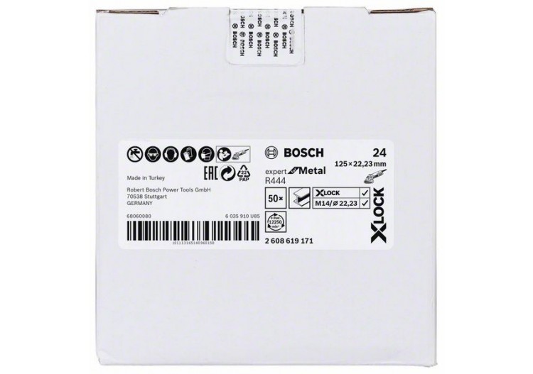 Disques abrasifs en fibre X-LOCK, Ø 125 mm, G 24, R444, Expert for Metal, 1 pc - EN 13743 - 2608619171 - Bosch