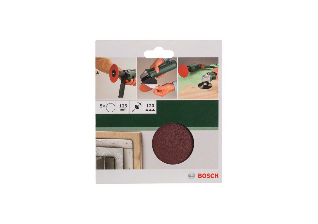 Disques abrasifs pour perceuse, set de 5 pièces D : 125 mm  G : 120, 5 pièces - 2609256B51 - Bosch