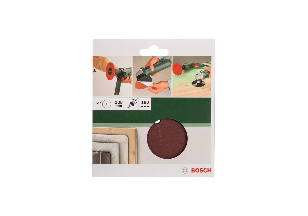 Disques abrasifs pour perceuse, set de 5 pièces D : 125 mm  G : 180, 5 pièces - 2609256B52 - Bosch
