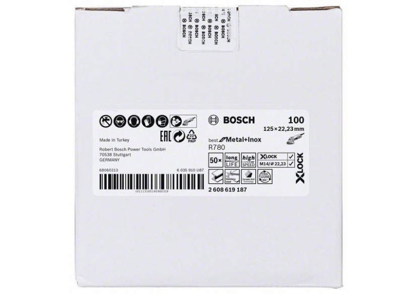 XLock Disque Fibre BfMetal+Inox 125 G100 - 2608619187 - Bosch XLock Disque Fibre BfMetal+Inox 125 G100 - 2608619187 - Bosch
