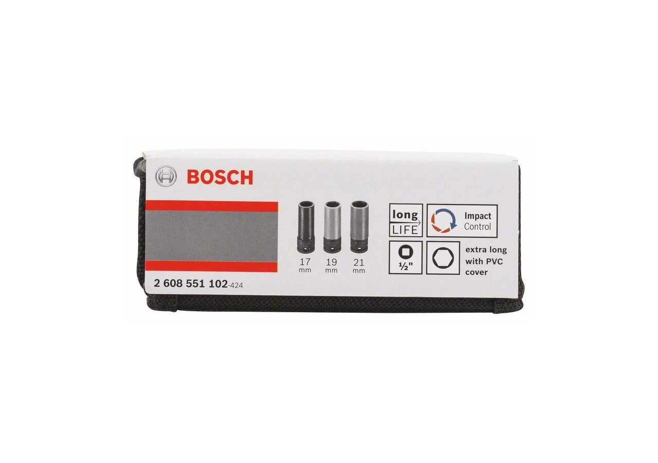 Kit 3 douilles qualité Impact forme hexagonale 17/19/21 85mm - 2608551102 - Bosch