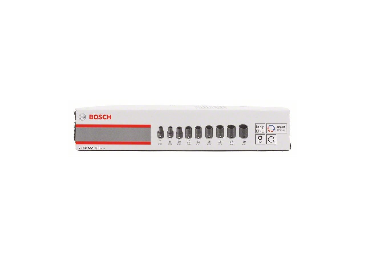 Kit de 9 douilles adaptables Impact Control pour vis à tête hexagonale - 2608551098 - Bosch