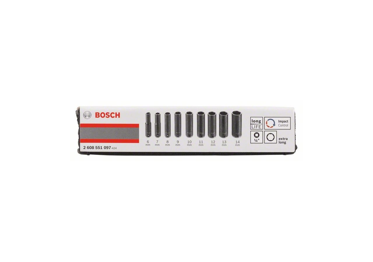SET 9 DOUILLES 1/4" 50MM - 2608551097 - Bosch