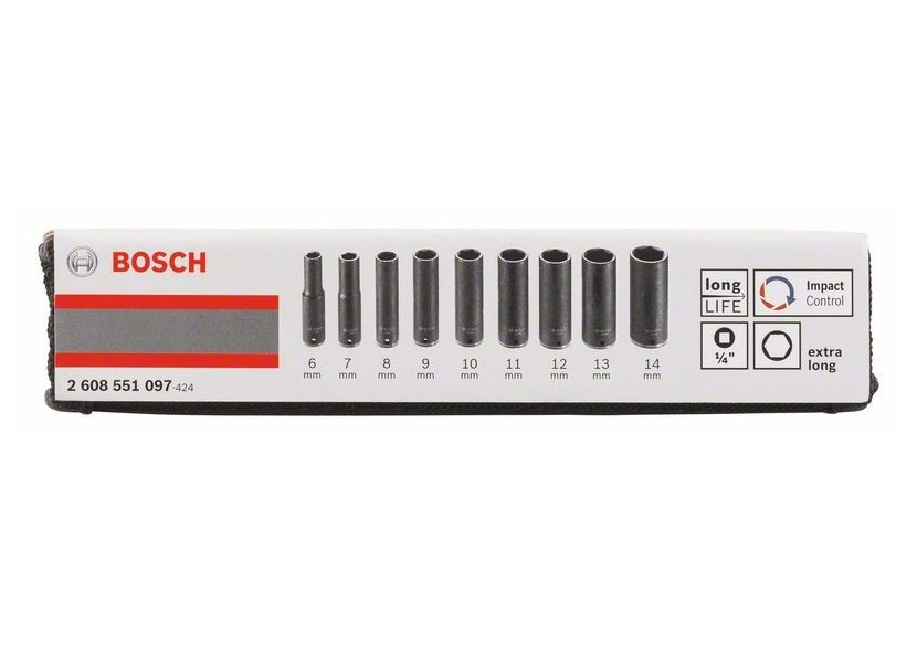 SET 9 DOUILLES 1/4" 50MM - 2608551097 - Bosch SET 9 DOUILLES 1/4" 50MM - 2608551097 - Bosch