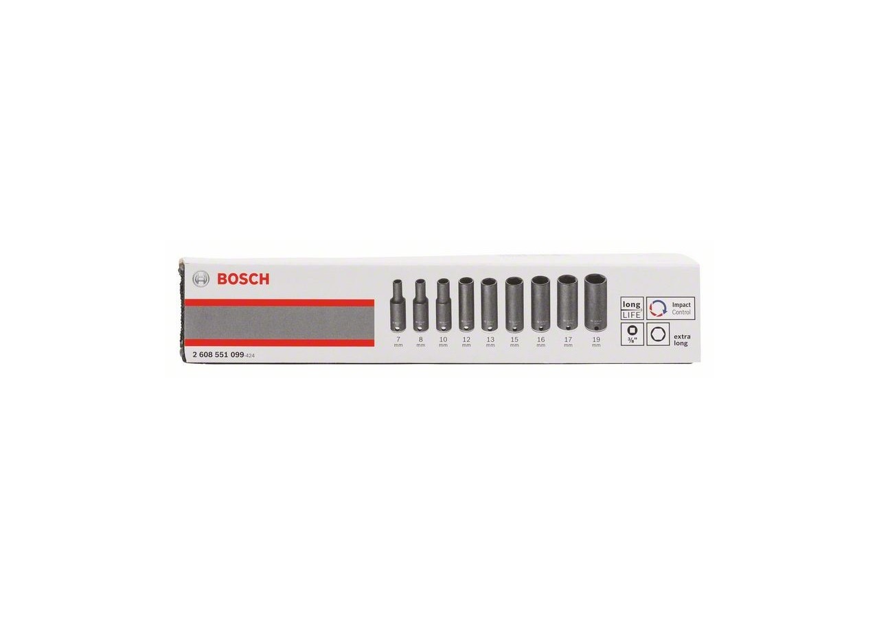 SET 9 DOUILLES 3/8" 62MM - 2608551099 - Bosch
