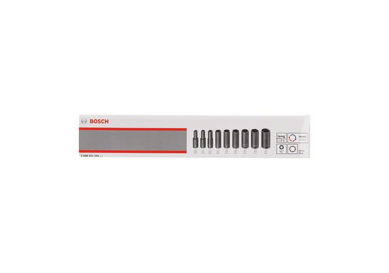 SET 9 DOUILLES 1/2" 82MM - 2608551101 - Bosch