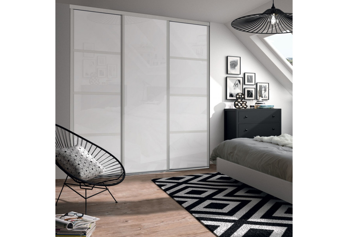 Yam : Façade de placard coulissante 3 portes verre laqué modèle 2