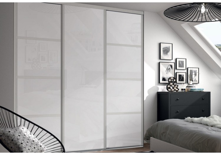 Yam : Façade de placard coulissante 3 portes verre laqué modèle 2