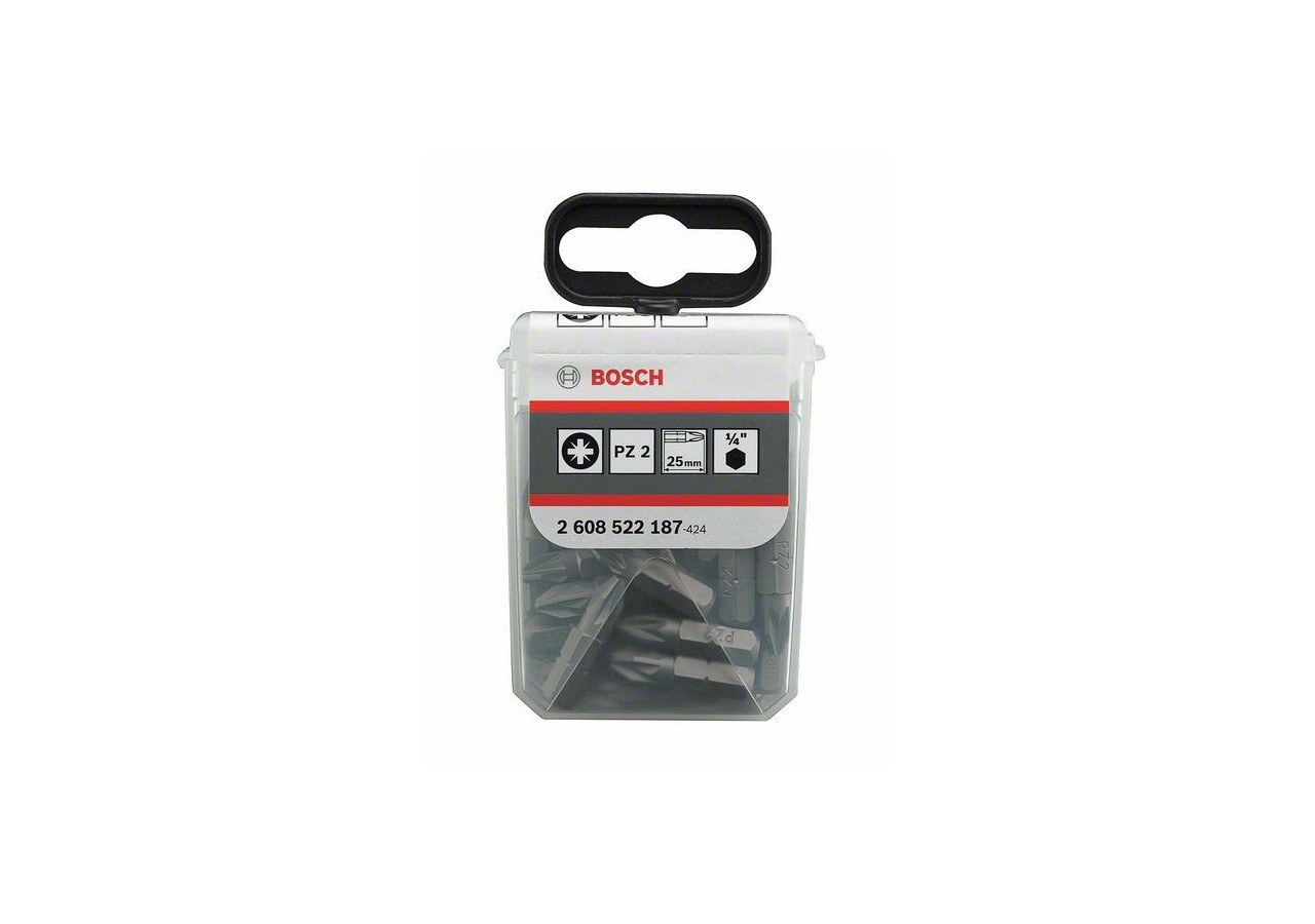 25 Embouts de vissage qualité extra-dure PZ2 emmanchement hexagonal 25mm - 2608522187 - Bosch