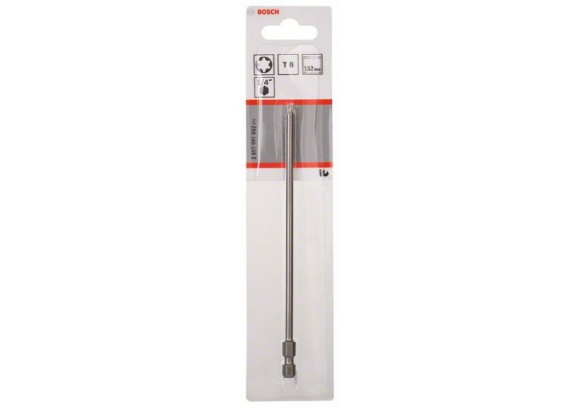 1 Embout de vissage qualité extra-dure T8 emmanchement hexagonal 152mm - 2607001662 - Bosch 1 Embout de vissage qualité extra-dure T8 emmanchement hexagonal 152mm - 2607001662 - Bosch