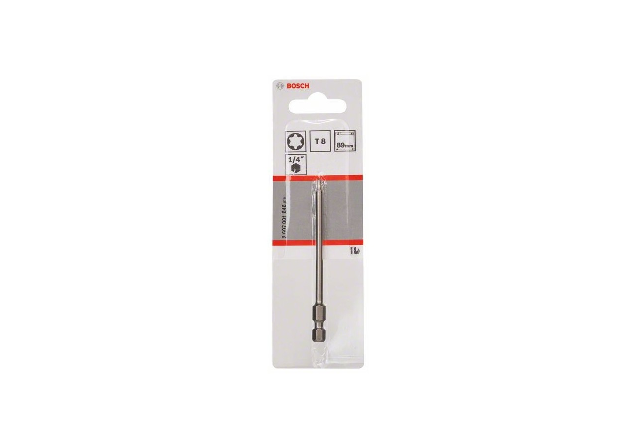 1 Embout de vissage qualité extra-dure T8 emmanchement hexagonal 89mm - 2607001646 - Bosch