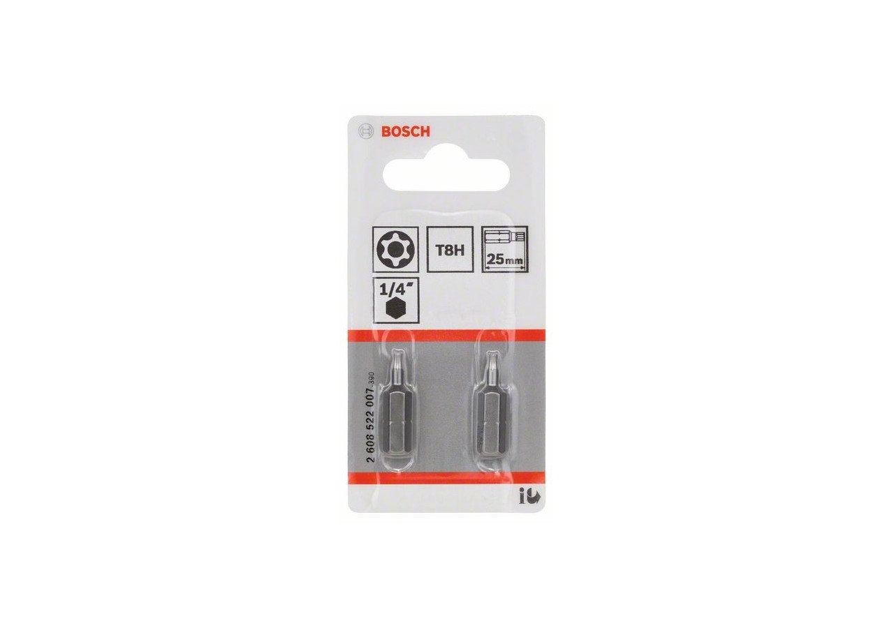 2 Embouts de vissage qualité extra-dure T8H emmanchement hexagonal 25mm - 2608522007 - Bosch
