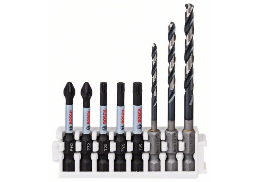 Kit 3 forets Métal Impact 3 4 5 mm et 5 Embouts Impact PH2 PZ2 T20 T25 T30 50mm - 2608577143 - Bosch Kit 3 forets Métal Impact 3 4 5 mm et 5 Embouts Impact PH2 PZ2 T20 T25 T30 50mm - 2608577143 - Bosch
