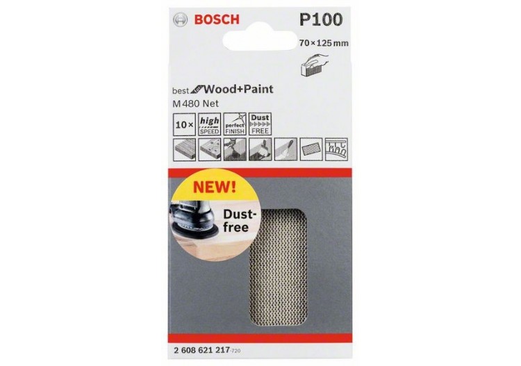 Feuille abrasive 70 x 125 mm, 100 Pack de 10 - 2608621217 - Bosch