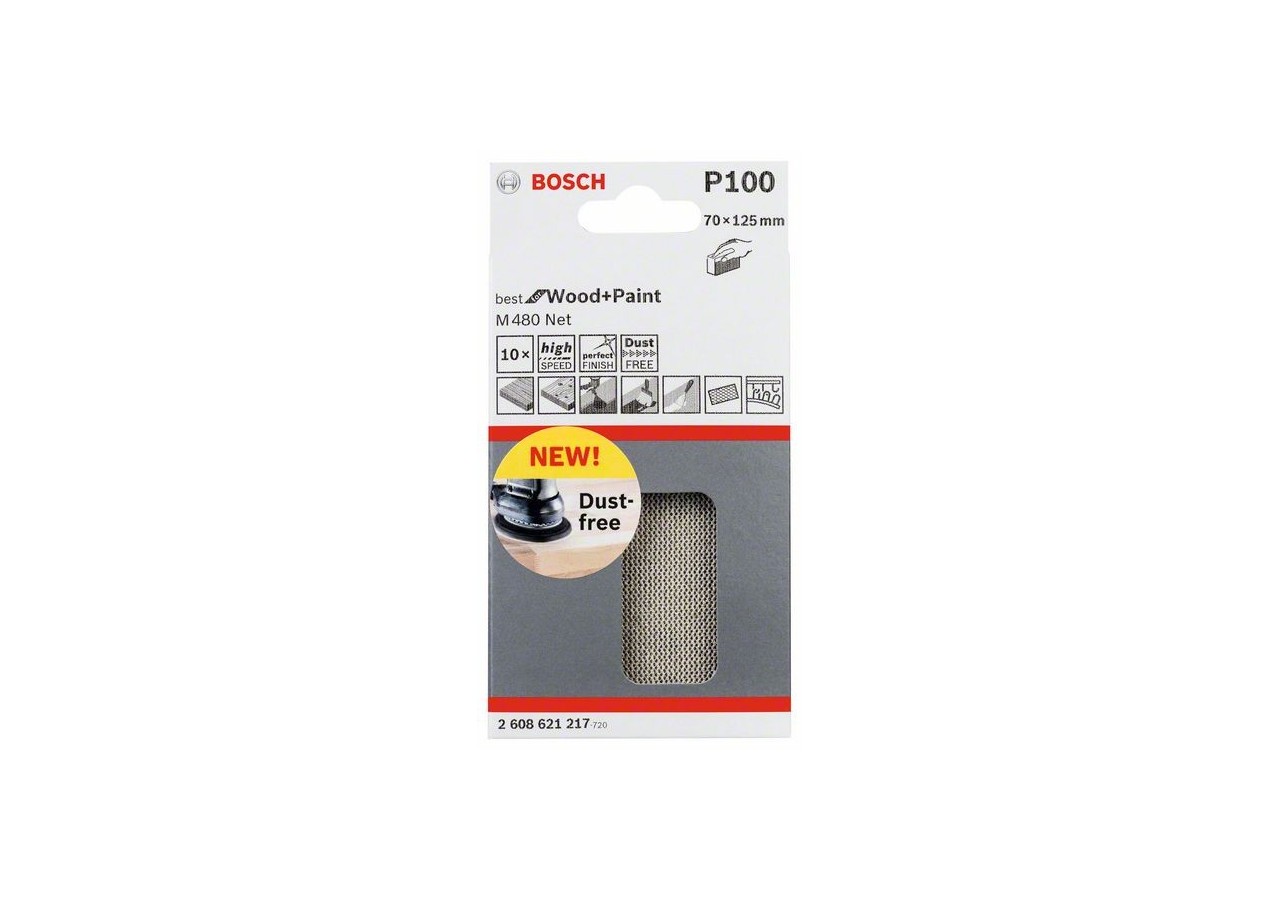 Feuille abrasive 70 x 125 mm, 100 Pack de 10 - 2608621217 - Bosch
