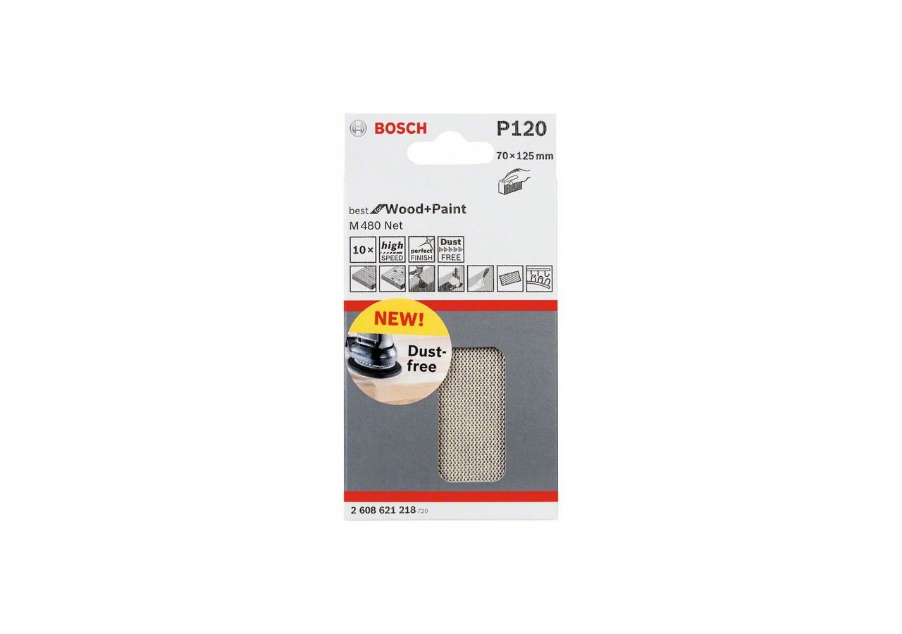 Feuille abrasive 70 x 125 mm, 120 - 2608621218 - Bosch