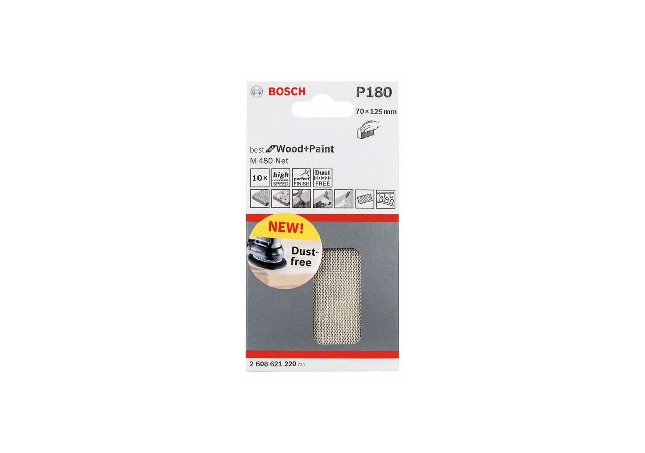 Feuille abrasive 70 x 125 mm, 180 - 2608621220 - Bosch
