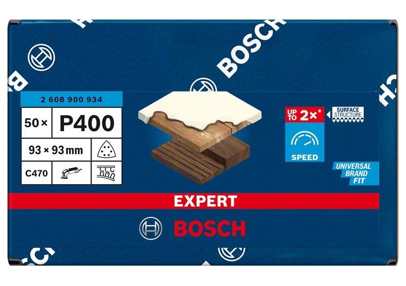Feuille abrasive Expert C470 pour ponceuses Delta 93 mm, G 400 50 pces - 2608900934 - Bosch Feuille abrasive Expert C470 pour ponceuses Delta 93 mm, G 400 50 pces - 2608900934 - Bosch