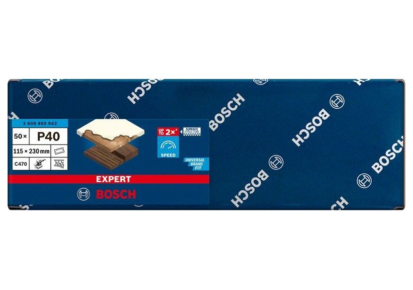 Feuille abrasive Expert C470 pour ponceuses excentriques 115 x 230 mm, G 40 50 pces - 2608900942 - Bosch Feuille abrasive Expert C470 pour ponceuses excentriques 115 x 230 mm, G 40 50 pces - 2608900942 - Bosch
