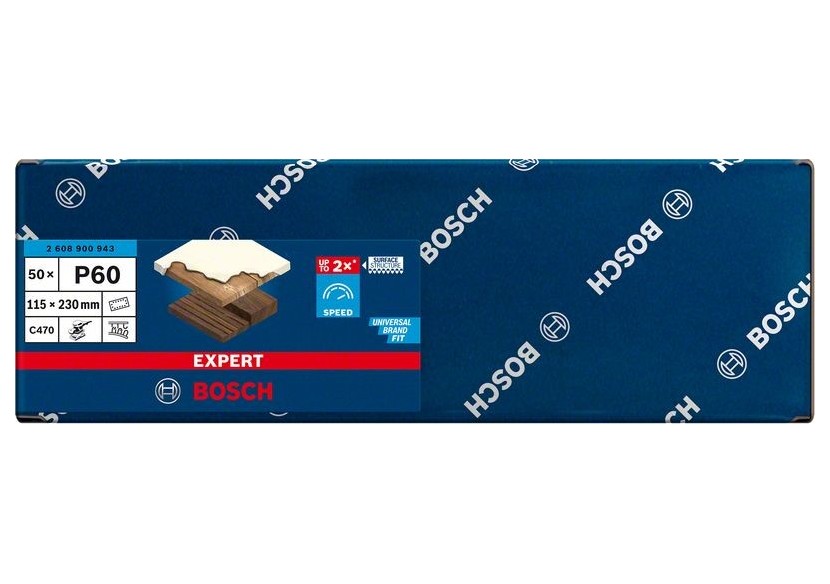 Feuille abrasive Expert C470 pour ponceuses excentriques 115 x 230 mm, G 60 50 pces - 2608900943 - Bosch Feuille abrasive Expert C470 pour ponceuses excentriques 115 x 230 mm, G 60 50 pces - 2608900943 - Bosch