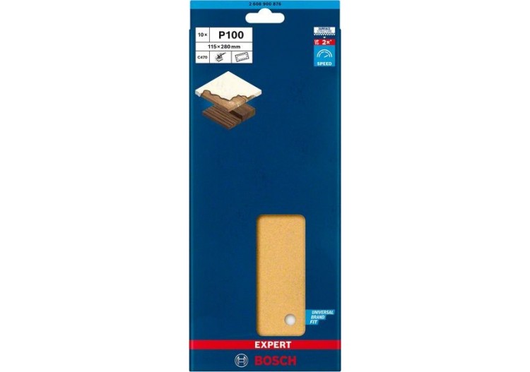 Feuille abrasive Expert C470 pour ponceuses excentriques 115 x 280 mm, G 100 10 pces - 2608900876 - Bosch