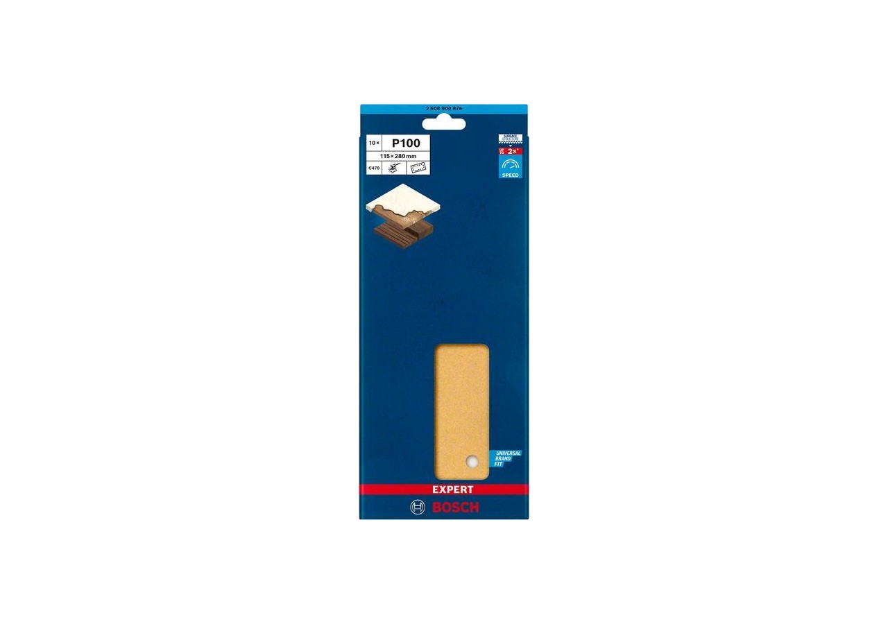Feuille abrasive Expert C470 pour ponceuses excentriques 115 x 280 mm, G 100 10 pces - 2608900876 - Bosch