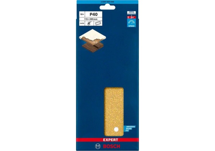 Feuille abrasive Expert C470 pour ponceuses excentriques 115 x 280 mm, G 40 10 pces - 2608900846 - Bosch