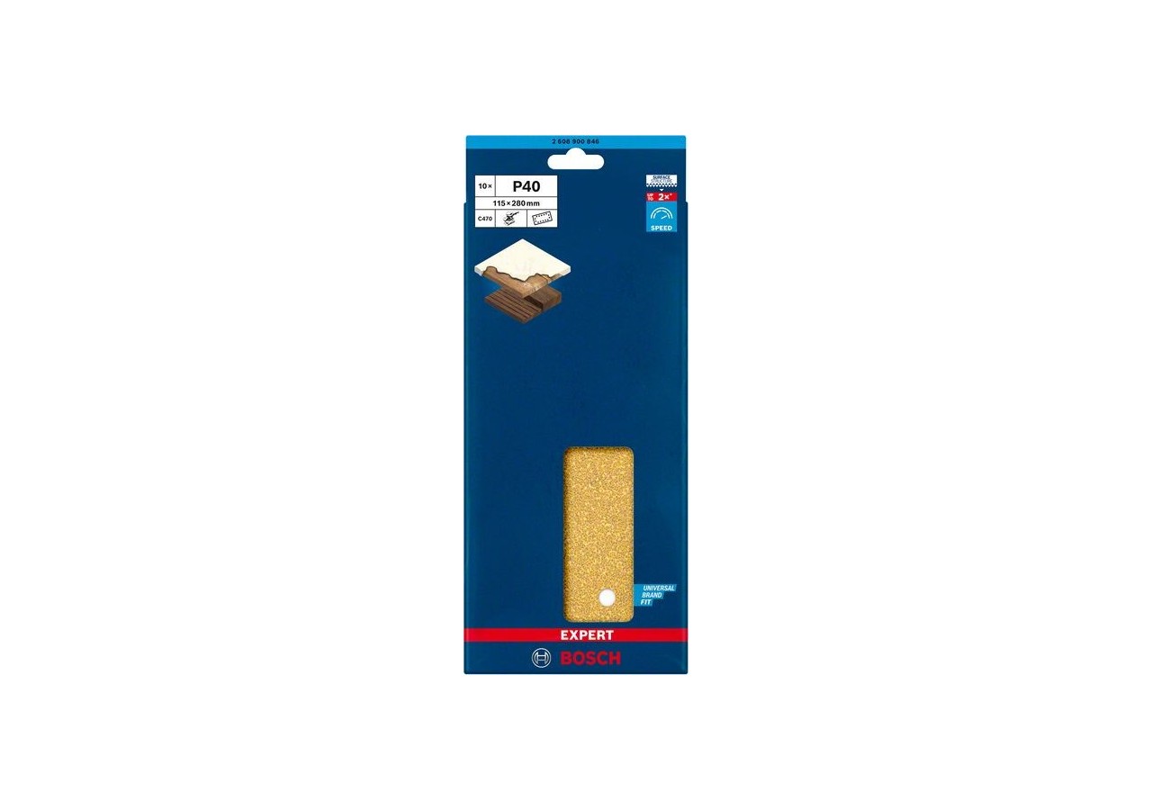Feuille abrasive Expert C470 pour ponceuses excentriques 115 x 280 mm, G 40 10 pces - 2608900846 - Bosch
