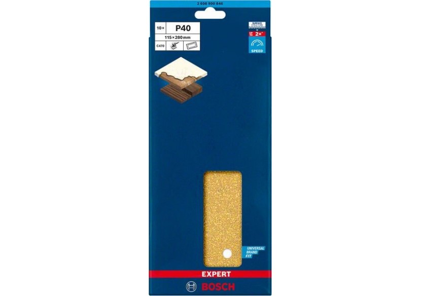 Feuille abrasive Expert C470 pour ponceuses excentriques 115 x 280 mm, G 40 10 pces - 2608900846 - Bosch Feuille abrasive Expert C470 pour ponceuses excentriques 115 x 280 mm, G 40 10 pces - 2608900846 - Bosch