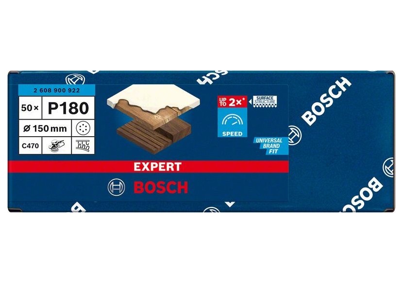 Feuille abrasive Expert C470 pour ponceuses excentriques 150 mm, 6 trous, G 180 50 pces - 2608900922 - Bosch Feuille abrasive Expert C470 pour ponceuses excentriques 150 mm, 6 trous, G 180 50 pces - 2608900922 - Bosch