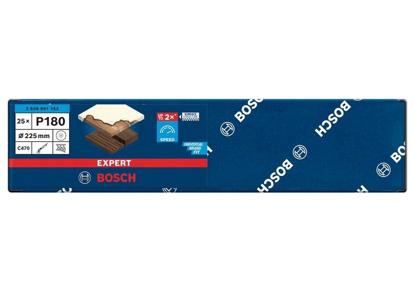 Feuille abrasive Expert C470 pour ponceuses excentriques 225 mm, 19 trous, G 180 25 pces - 2608901152 - Bosch