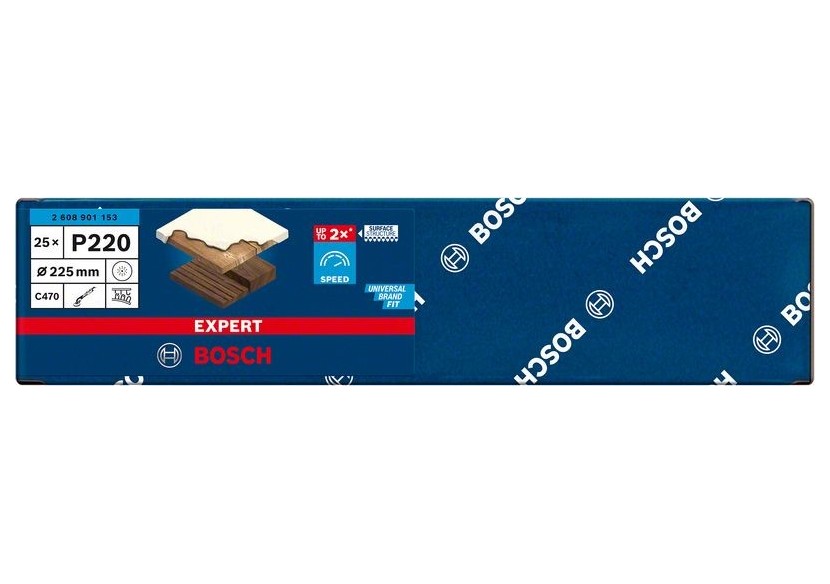 Feuille abrasive Expert C470 pour ponceuses excentriques 225 mm, 19 trous, G 220 25 pces - 2608901153 - Bosch