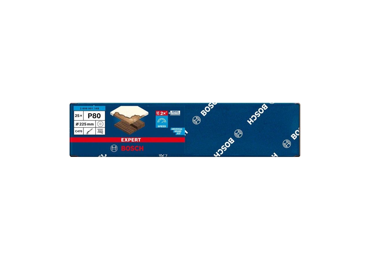 Feuille abrasive Expert C470 pour ponceuses excentriques 225 mm, 19 trous, G 80 25 pces - 2608901148 - Bosch