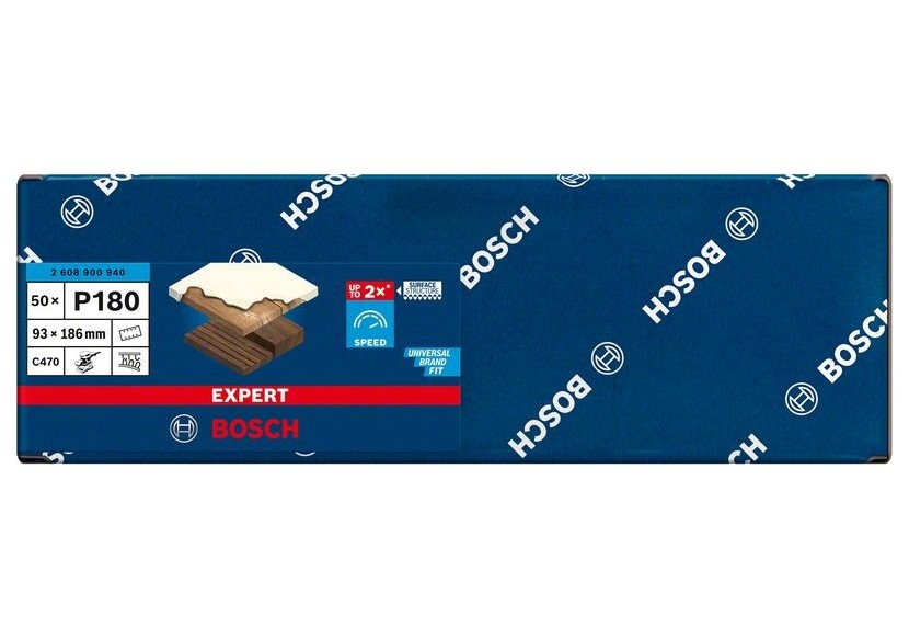 Feuille abrasive Expert C470 pour ponceuses excentriques 93 x 186 mm, G 180 50 pces - 2608900940 - Bosch Feuille abrasive Expert C470 pour ponceuses excentriques 93 x 186 mm, G 180 50 pces - 2608900940 - Bosch