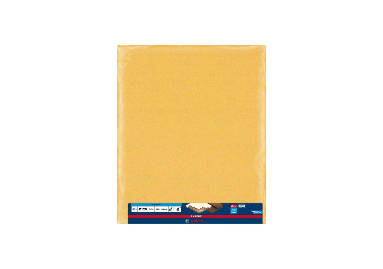 Feuille de papier abrasif Expert C470 pour ponçage manuel 230 x 280 mm, G 120 - 2608900961 - Bosch