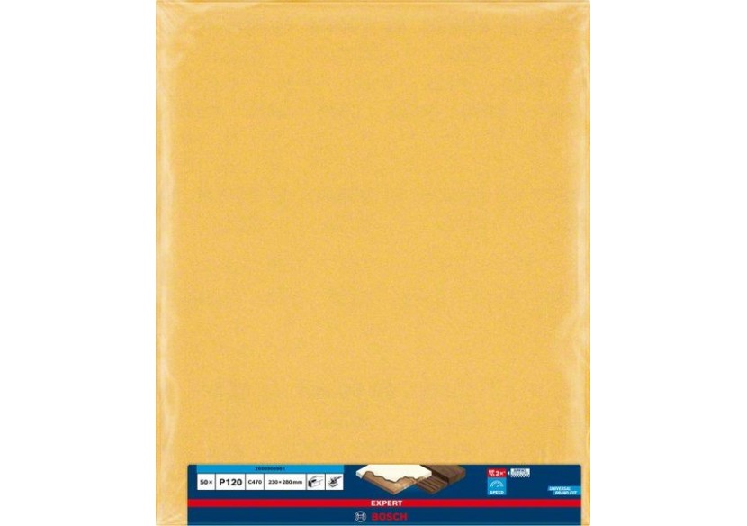 Feuille de papier abrasif Expert C470 pour ponçage manuel 230 x 280 mm, G 120 - 2608900961 - Bosch