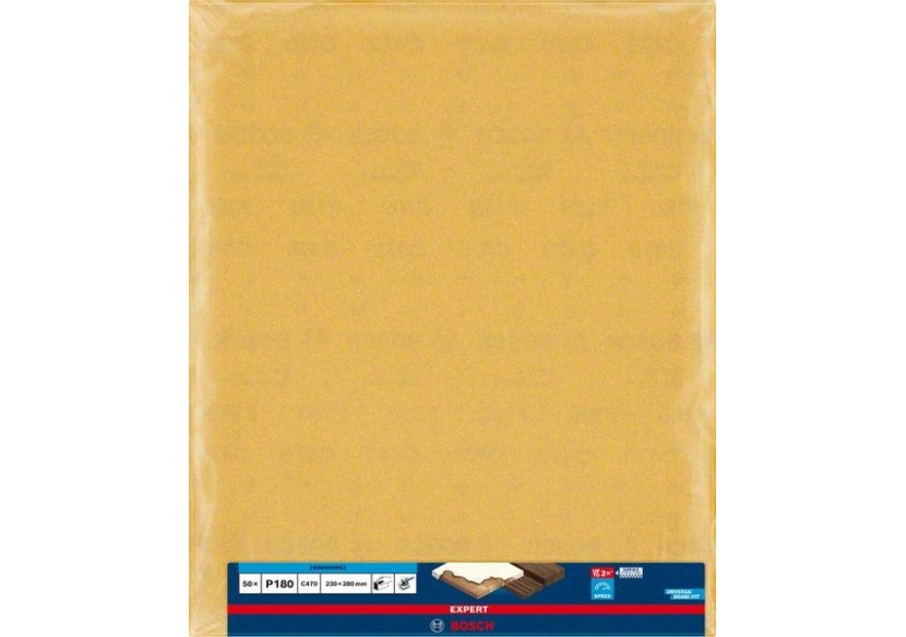 Feuille de papier abrasif Expert C470 pour ponçage manuel 230 x 280 mm, G 180 - 2608900963 - Bosch
