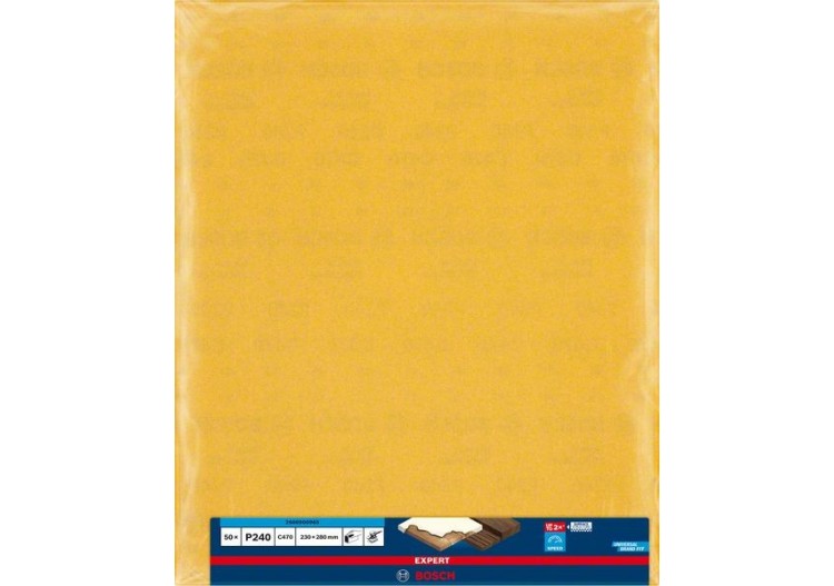 Feuille de papier abrasif Expert C470 pour ponçage manuel 230 x 280 mm, G 240 - 2608900965 - Bosch