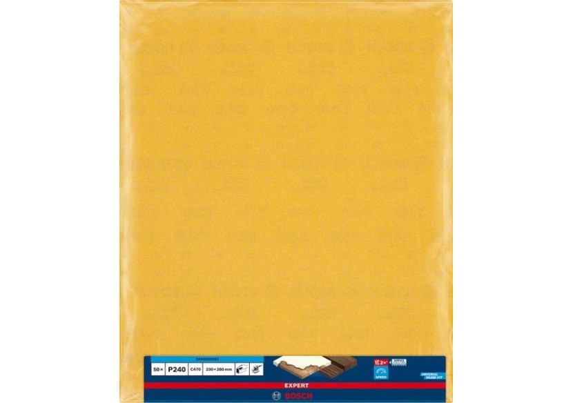 Feuille de papier abrasif Expert C470 pour ponçage manuel 230 x 280 mm, G 240 - 2608900965 - Bosch